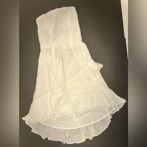 NWT Hello Molly White Ruched Strapless Tiered Hem Corset Back Mini Dress Size M